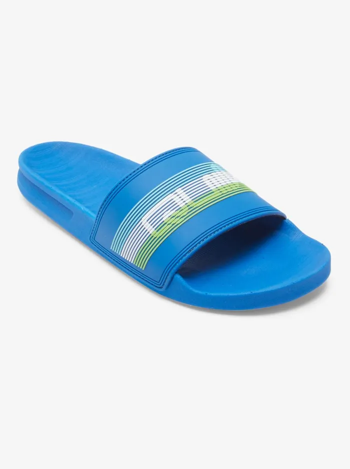 Men Quiksilver Sandals Rivi Wordmark Slide Slider Sandals Blue 4