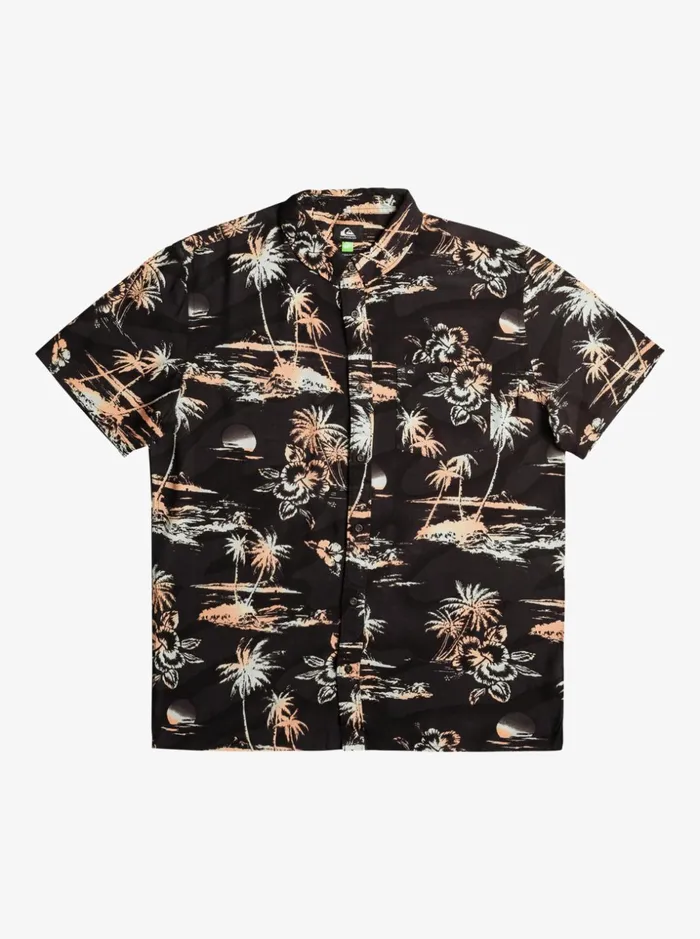 Men Quiksilver Shirts and Polos Airflow Cotton Short Sleeve Shirt Black Airflow