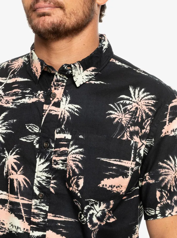 Men Quiksilver Shirts and Polos Airflow Cotton Short Sleeve Shirt Black Airflow Men Quiksilver Shirts and Polos Airflow Cotton Short Sleeve Shirt Black Airflow