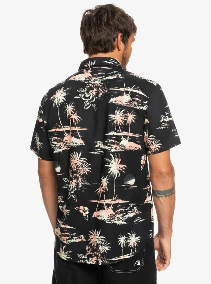 Men Quiksilver Shirts and Polos Airflow Cotton Short Sleeve Shirt Black Airflow Men Quiksilver Shirts and Polos Airflow Cotton Short Sleeve Shirt Black Airflow