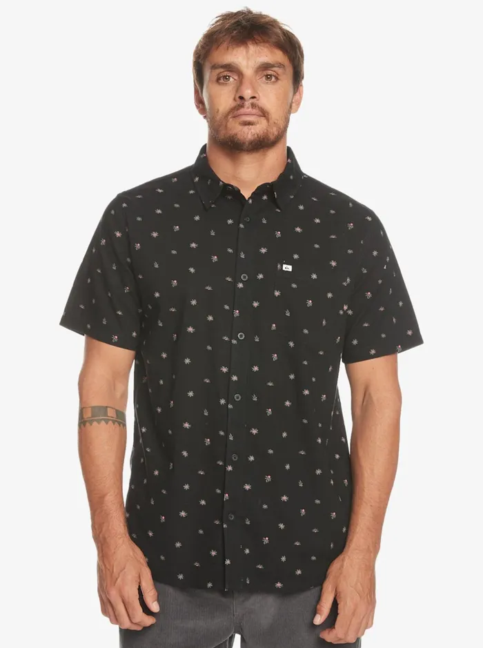 Men Quiksilver Shirts and Polos Minimo Short Sleeve Shirt Black Minimo