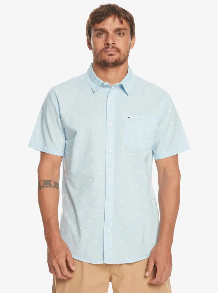 Men Quiksilver Shirts and Polos Minimo Short Sleeve Shirt Clear Sky Minimo