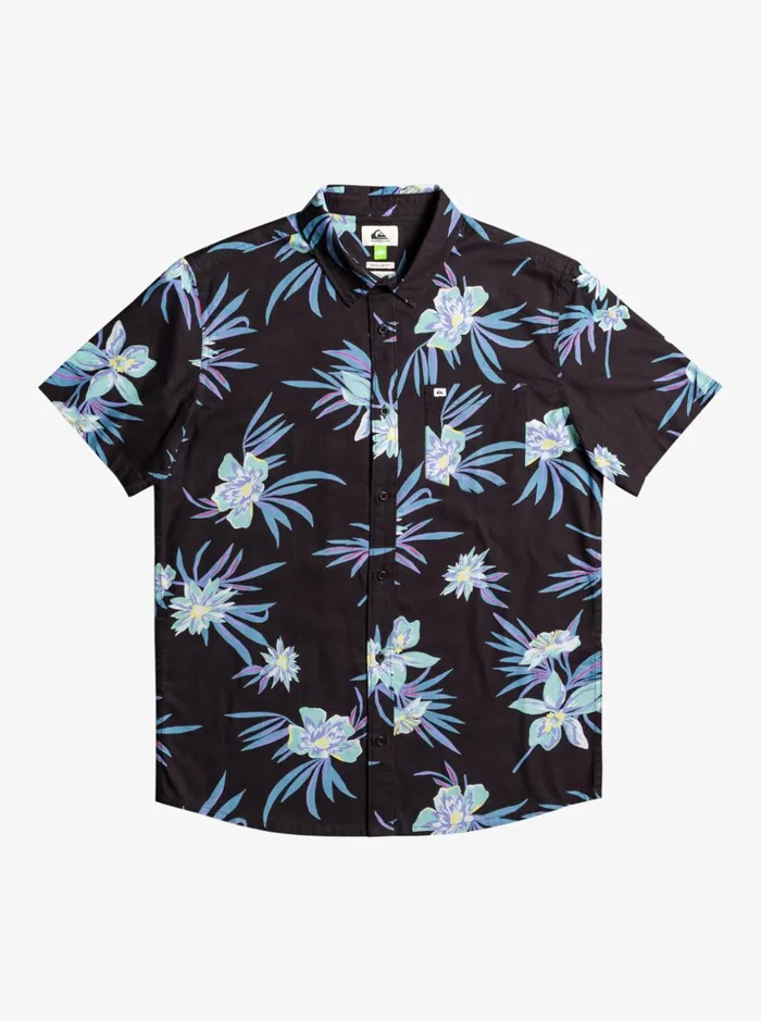 Men Quiksilver Shirts and Polos New Bloom Short Sleeve Shirt Tarmac New Bloom