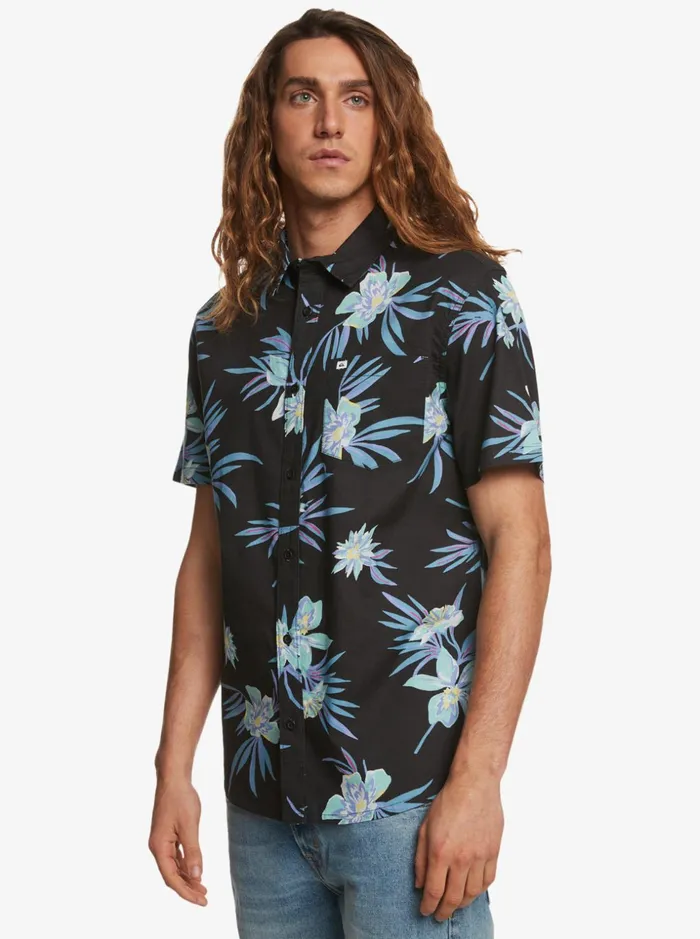 Men Quiksilver Shirts and Polos New Bloom Short Sleeve Shirt Tarmac New Bloom Men Quiksilver Shirts and Polos New Bloom Short Sleeve Shirt Tarmac New Bloom