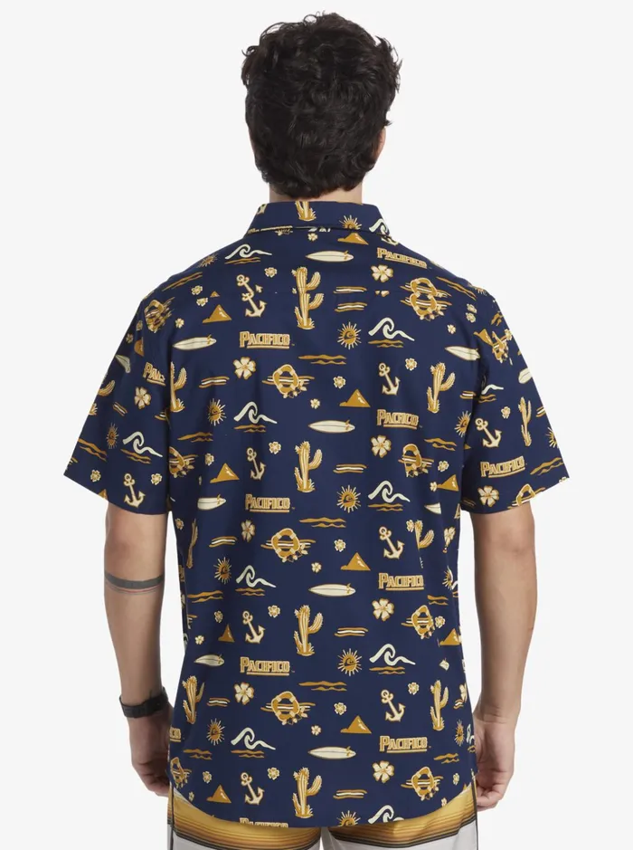 Men Quiksilver Shirts and Polos Quiksilver X Pacifico Short Sleeve Shirt Navy Blazer