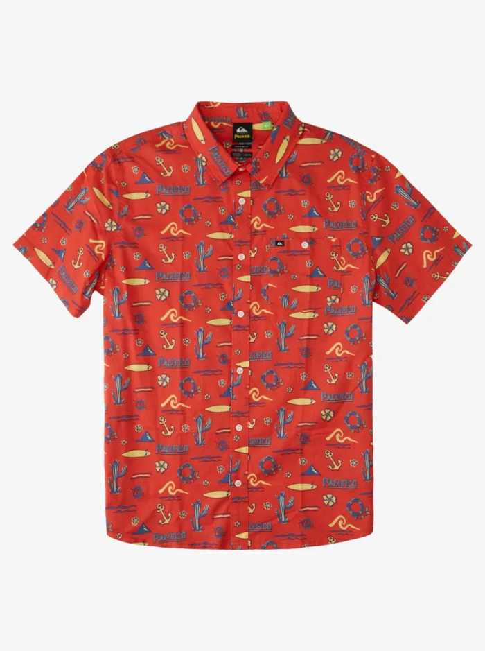 Men Quiksilver Shirts and Polos Quiksilver X Pacifico Short Sleeve Shirt Red Pacifico Quiksilver Men Quiksilver Shirts and Polos Quiksilver X Pacifico Short Sleeve Shirt Red Pacifico Quiksilver