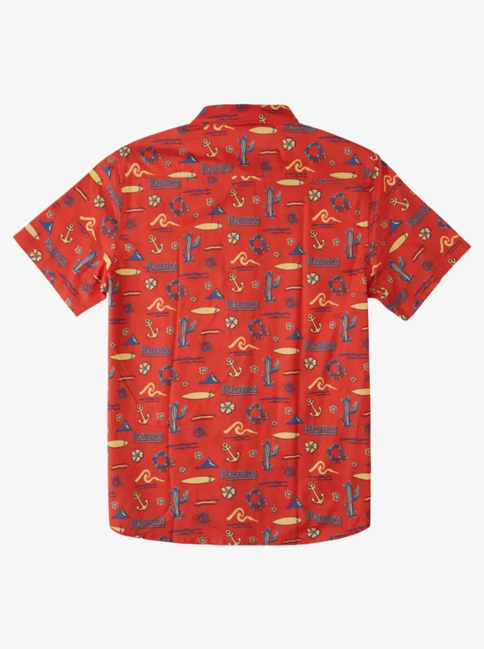 Men Quiksilver Shirts and Polos Quiksilver X Pacifico Short Sleeve Shirt Red Pacifico Quiksilver