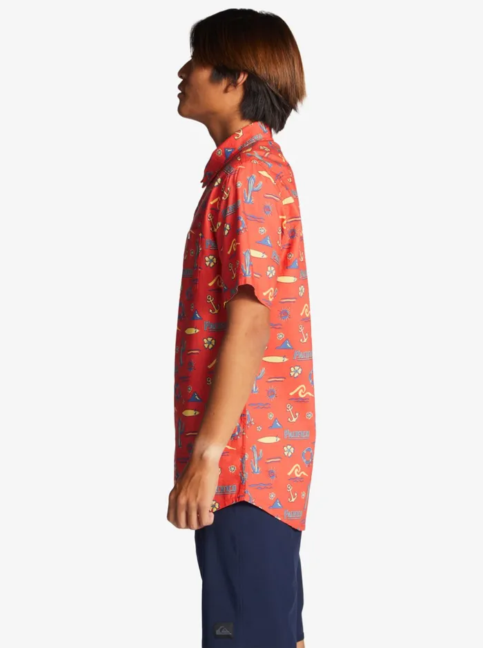 Men Quiksilver Shirts and Polos Quiksilver X Pacifico Short Sleeve Shirt Red Pacifico Quiksilver
