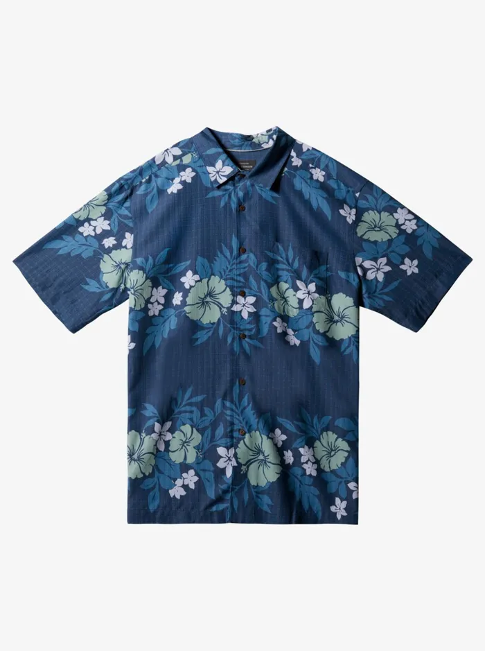 Men Quiksilver Shirts and Polos Waterman Banded Flowers Short Sleeve Shirt Ensign Blue Banded Flowers Men Quiksilver Shirts and Polos Waterman Banded Flowers Short Sleeve Shirt Ensign Blue Banded Flowers