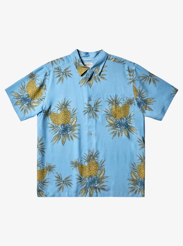 Men Quiksilver Shirts and Polos Waterman Field Work Short Sleeve Shirt Dusk Blue Field Work Men Quiksilver Shirts and Polos Waterman Field Work Short Sleeve Shirt Dusk Blue Field Work