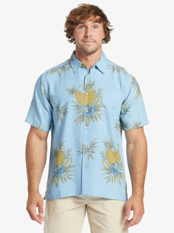 Men Quiksilver Shirts and Polos Waterman Field Work Short Sleeve Shirt Dusk Blue Field Work Men Quiksilver Shirts and Polos Waterman Field Work Short Sleeve Shirt Dusk Blue Field Work