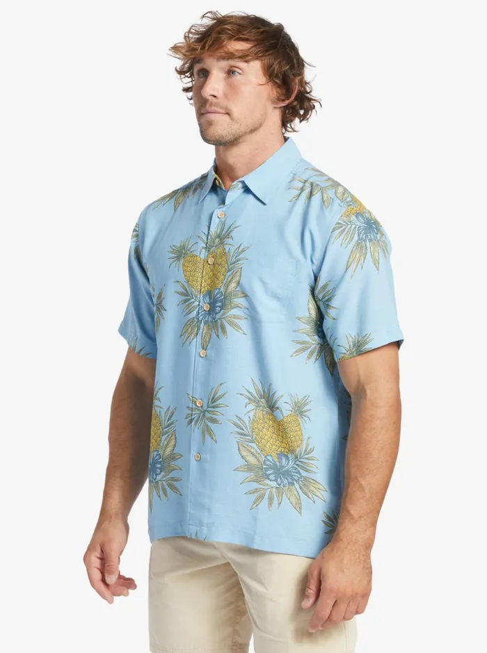 Men Quiksilver Shirts and Polos Waterman Field Work Short Sleeve Shirt Dusk Blue Field Work Men Quiksilver Shirts and Polos Waterman Field Work Short Sleeve Shirt Dusk Blue Field Work