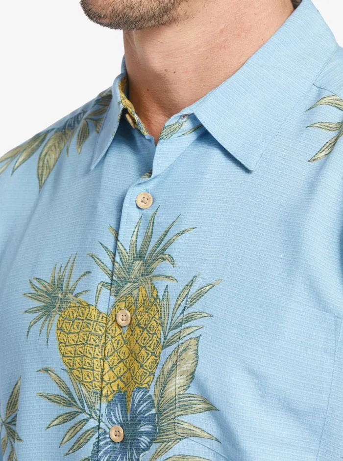Men Quiksilver Shirts and Polos Waterman Field Work Short Sleeve Shirt Dusk Blue Field Work Men Quiksilver Shirts and Polos Waterman Field Work Short Sleeve Shirt Dusk Blue Field Work