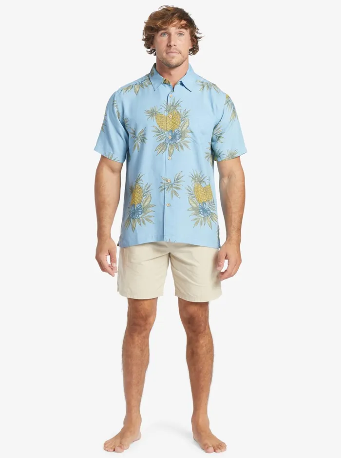 Men Quiksilver Shirts and Polos Waterman Field Work Short Sleeve Shirt Dusk Blue Field Work Men Quiksilver Shirts and Polos Waterman Field Work Short Sleeve Shirt Dusk Blue Field Work