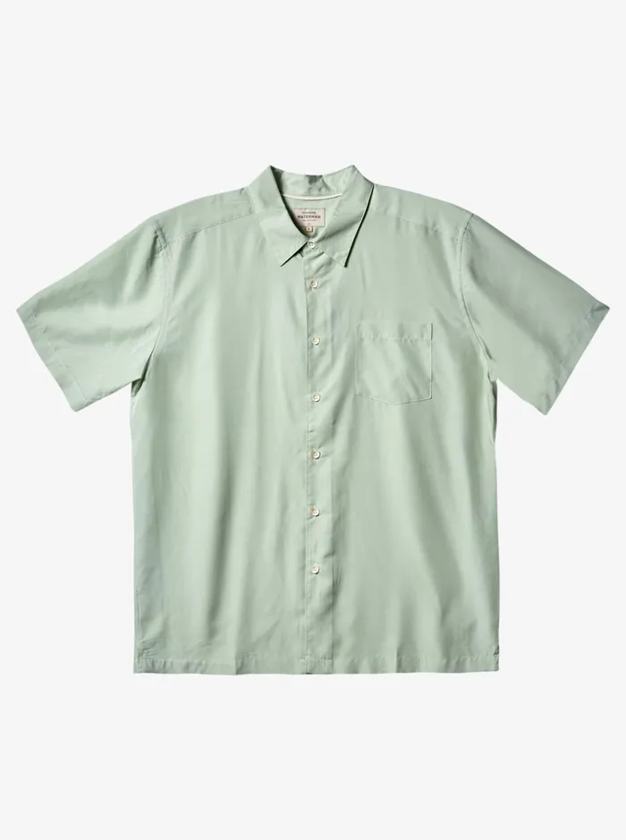 Men Quiksilver Shirts and Polos Waterman Kings Cliff Short Sleeve Shirt Subtle Green Kingscliff