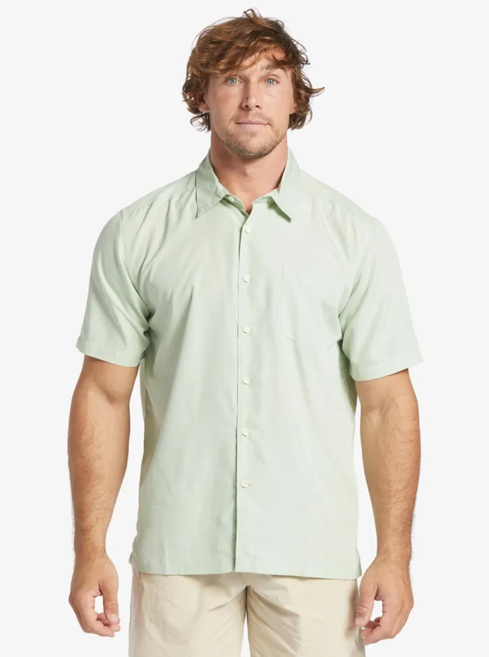Men Quiksilver Shirts and Polos Waterman Kings Cliff Short Sleeve Shirt Subtle Green Kingscliff Men Quiksilver Shirts and Polos Waterman Kings Cliff Short Sleeve Shirt Subtle Green Kingscliff