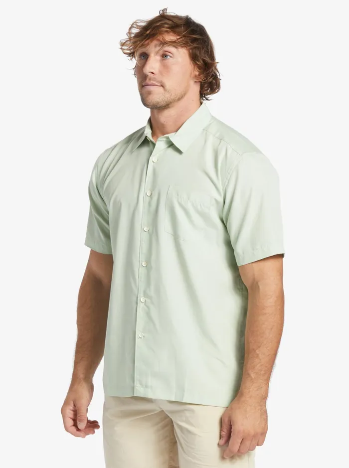 Men Quiksilver Shirts and Polos Waterman Kings Cliff Short Sleeve Shirt Subtle Green Kingscliff Men Quiksilver Shirts and Polos Waterman Kings Cliff Short Sleeve Shirt Subtle Green Kingscliff