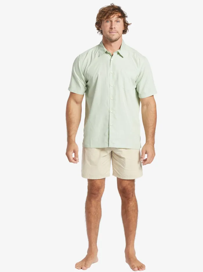 Men Quiksilver Shirts and Polos Waterman Kings Cliff Short Sleeve Shirt Subtle Green Kingscliff Men Quiksilver Shirts and Polos Waterman Kings Cliff Short Sleeve Shirt Subtle Green Kingscliff