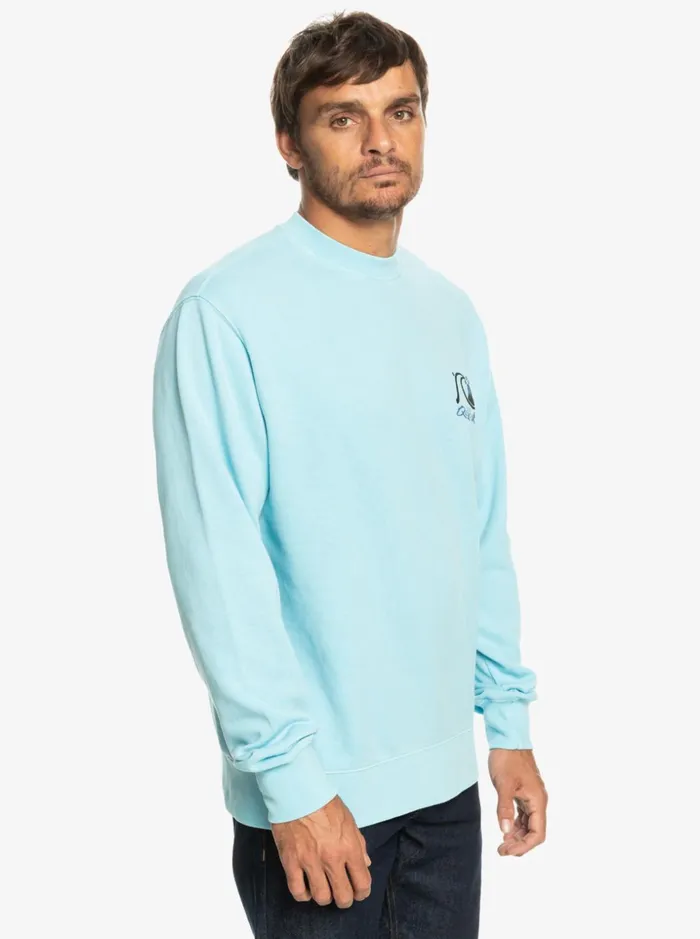 Men Quiksilver Sweatshirts and Hoodies Neon Slab Sweatshirt Sky Blue Men Quiksilver Sweatshirts and Hoodies Neon Slab Sweatshirt Sky Blue