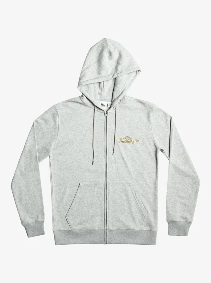 Men Quiksilver Sweatshirts and Hoodies Quik Words ZipUp Hoodie Light Grey Heather