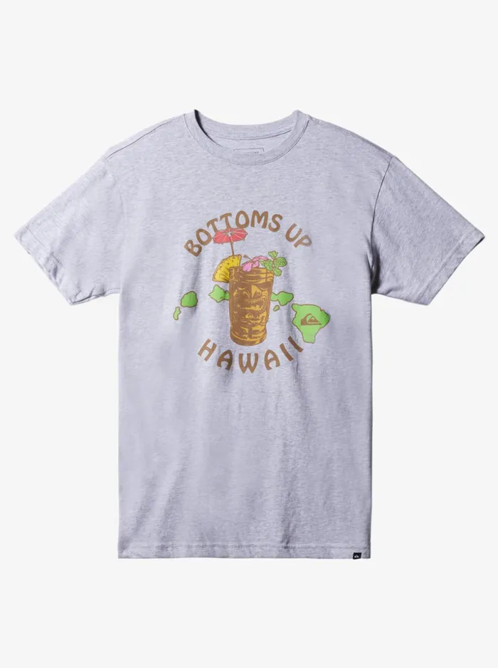 Men Quiksilver Tees Hawaii Bottoms Up TShirt Athletic Heather