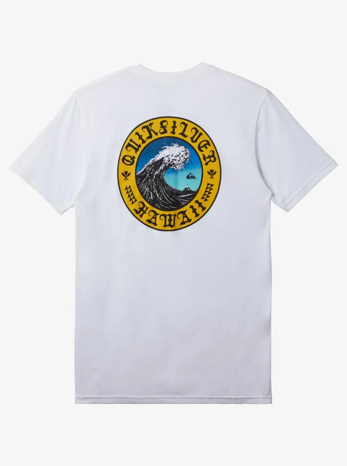 Men Quiksilver Tees Hawaii Wall Of Water TShirt White Men Quiksilver Tees Hawaii Wall Of Water TShirt White