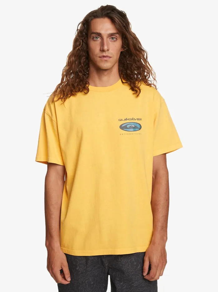 Men Quiksilver Tees Quik International TShirt Yolk Yellow Men Quiksilver Tees Quik International TShirt Yolk Yellow