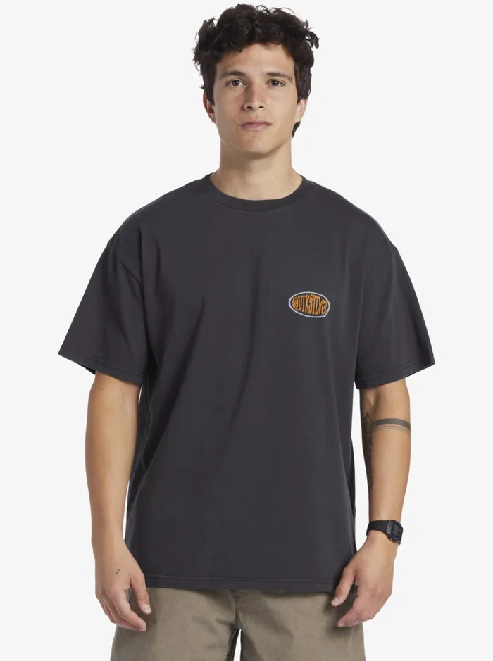 Men Quiksilver Tees Real Surfin TShirt Black Men Quiksilver Tees Real Surfin TShirt Black