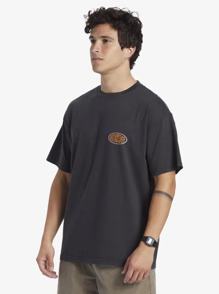 Men Quiksilver Tees Real Surfin TShirt Black Men Quiksilver Tees Real Surfin TShirt Black