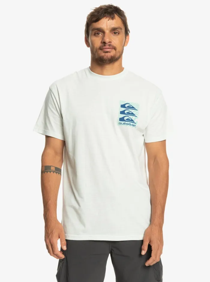 Men Quiksilver Tees Warped Patterns TShirt Snow White Men Quiksilver Tees Warped Patterns TShirt Snow White