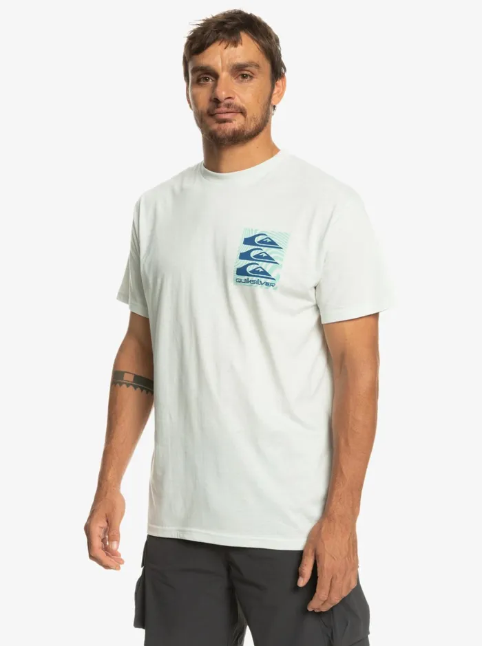Men Quiksilver Tees Warped Patterns TShirt Snow White Men Quiksilver Tees Warped Patterns TShirt Snow White