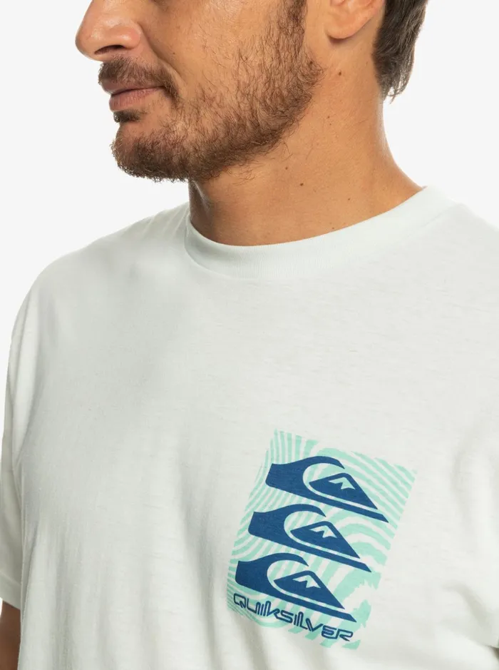 Men Quiksilver Tees Warped Patterns TShirt Snow White Men Quiksilver Tees Warped Patterns TShirt Snow White