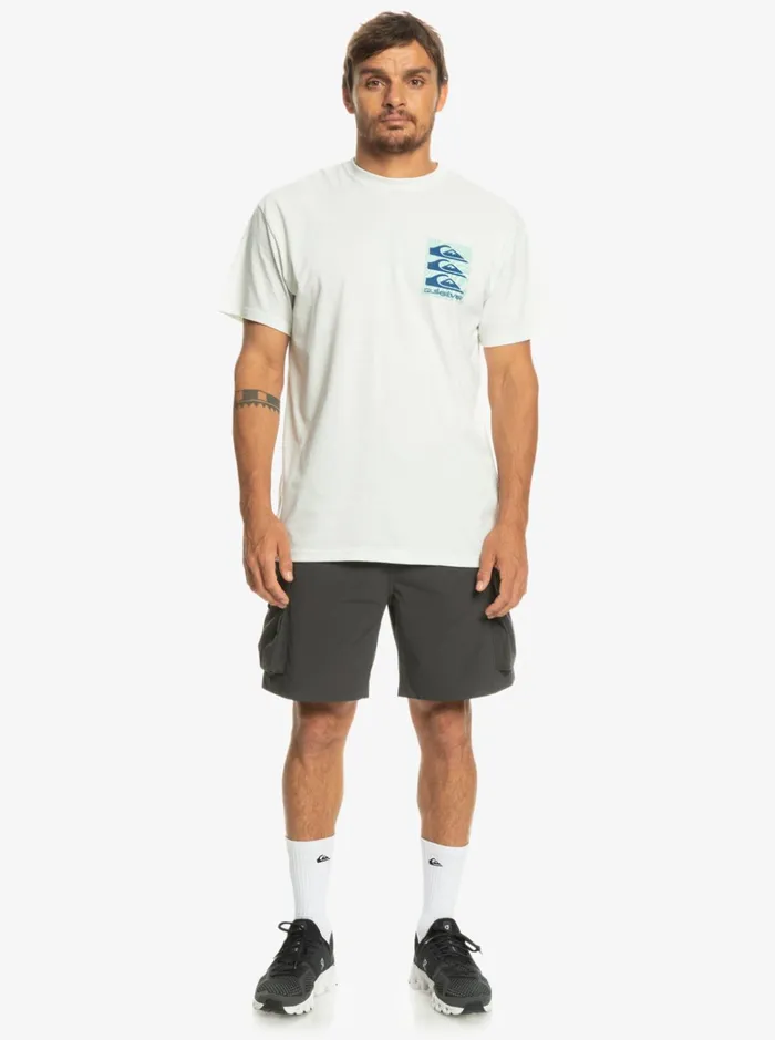 Men Quiksilver Tees Warped Patterns TShirt Snow White Men Quiksilver Tees Warped Patterns TShirt Snow White
