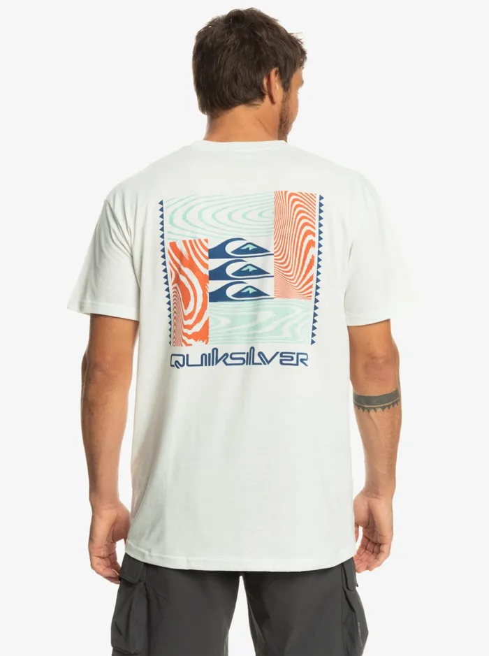 Men Quiksilver Tees Warped Patterns TShirt Snow White Men Quiksilver Tees Warped Patterns TShirt Snow White