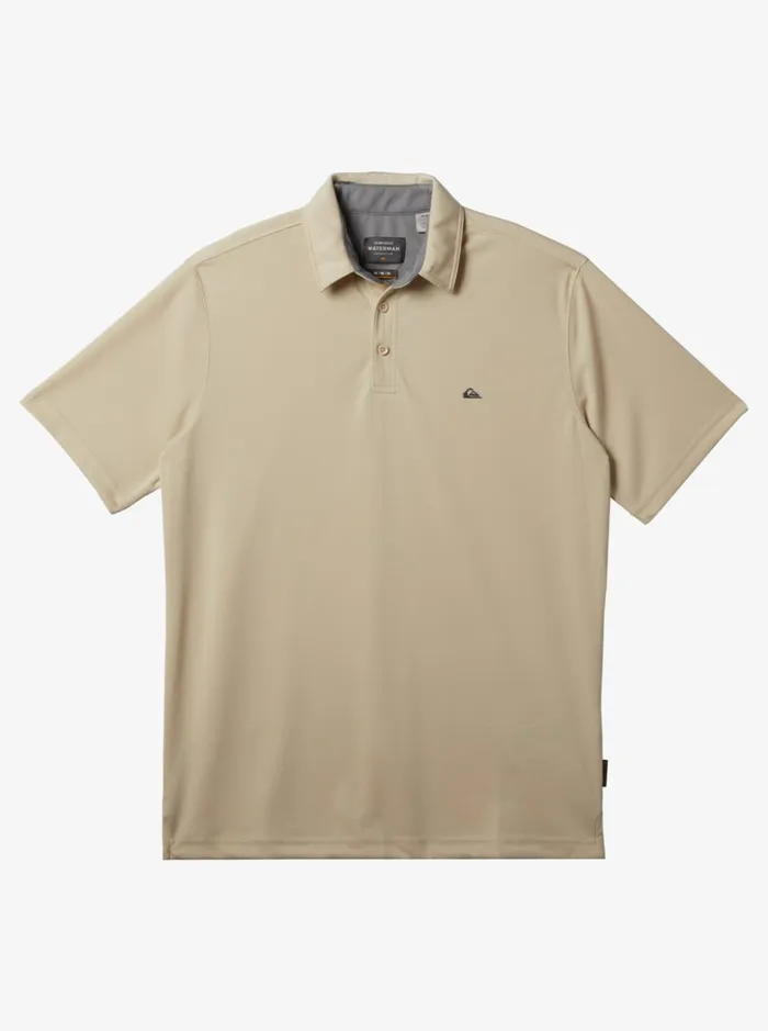 Men Quiksilver Tees Waterman Water Short Sleeve Polo Shirt Brown Rice