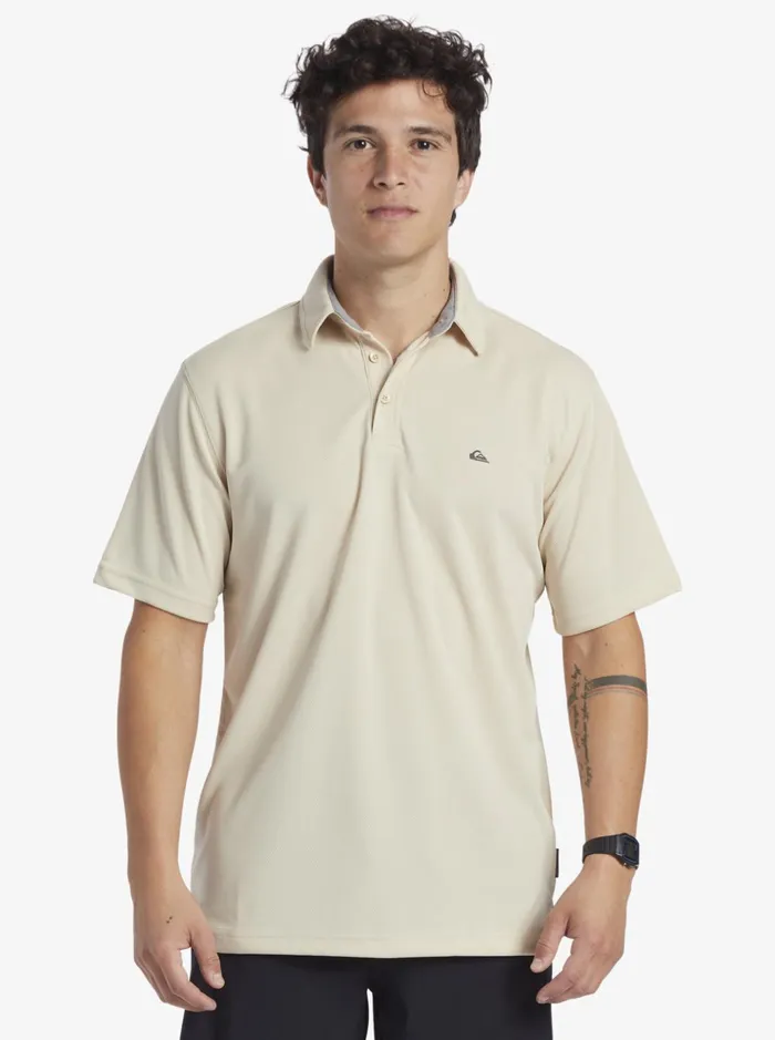 Men Quiksilver Tees Waterman Water Short Sleeve Polo Shirt Brown Rice Men Quiksilver Tees Waterman Water Short Sleeve Polo Shirt Brown Rice