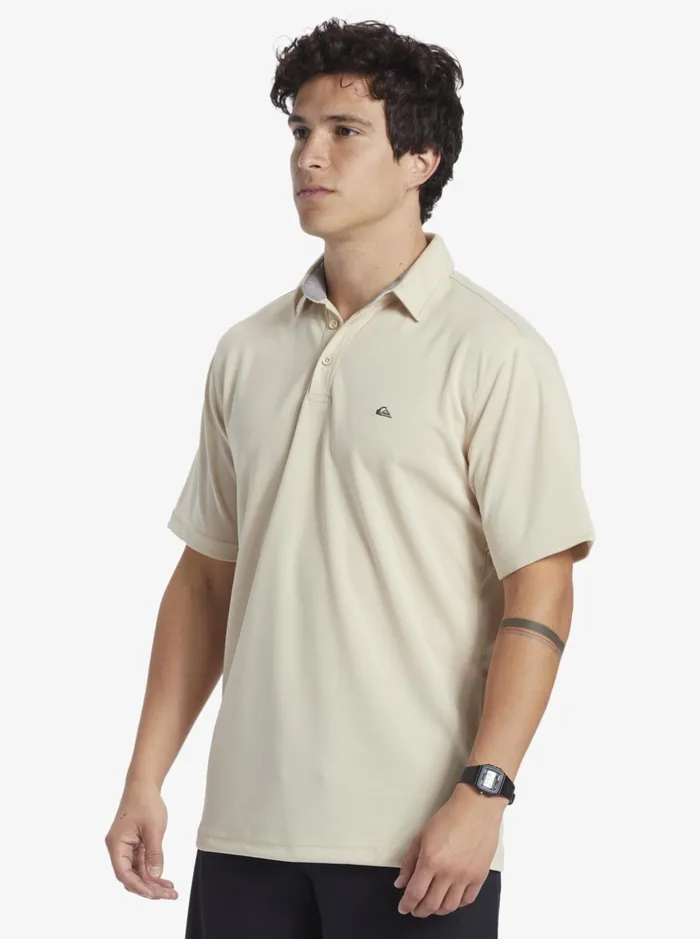 Men Quiksilver Tees Waterman Water Short Sleeve Polo Shirt Brown Rice Men Quiksilver Tees Waterman Water Short Sleeve Polo Shirt Brown Rice