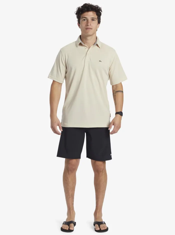 Men Quiksilver Tees Waterman Water Short Sleeve Polo Shirt Brown Rice Men Quiksilver Tees Waterman Water Short Sleeve Polo Shirt Brown Rice