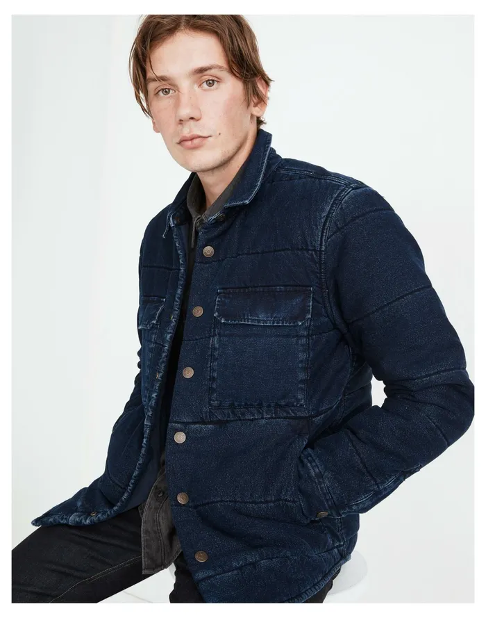 Men Quilted Indigo Shirt Jacket Berry Wash Madewell Jackets