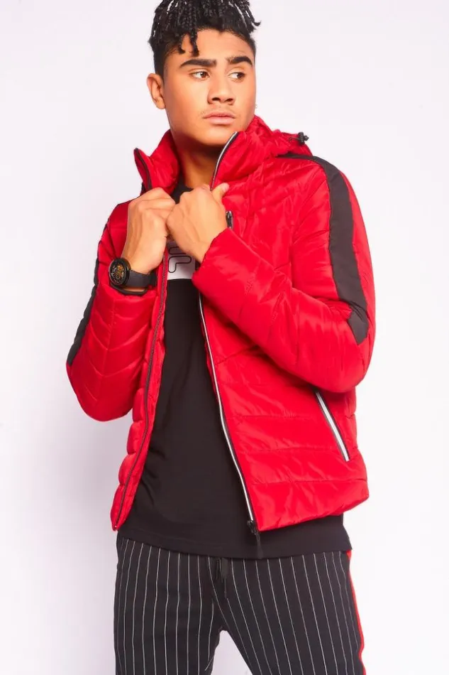 Men Quilted Padded Jacket In Red Red Brentiny Paris Parkas And Down Jackets
