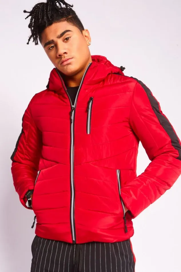 Men Quilted Padded Jacket In Red Red Brentiny Paris Parkas And Down Jackets