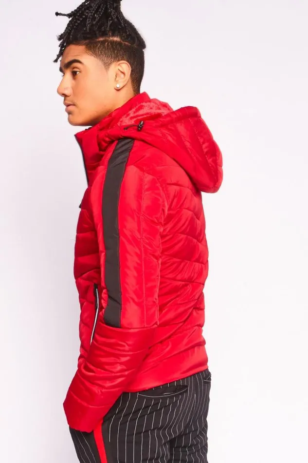 Men Quilted Padded Jacket In Red Red Brentiny Paris Parkas And Down Jackets