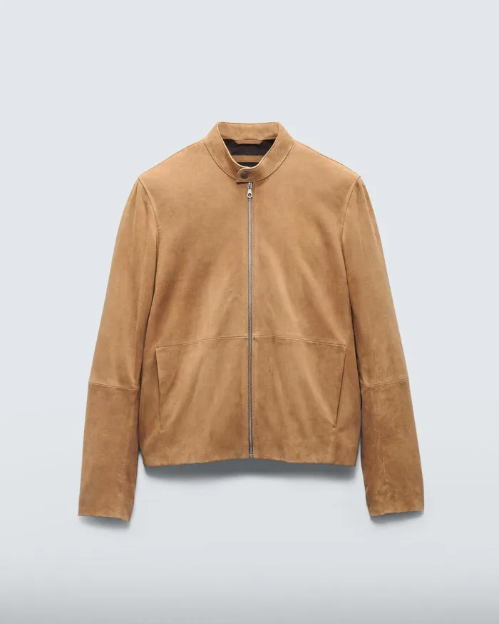 Men Rag and Bone Coats and Jackets Archive Caf Suede Racer Jacket Sand