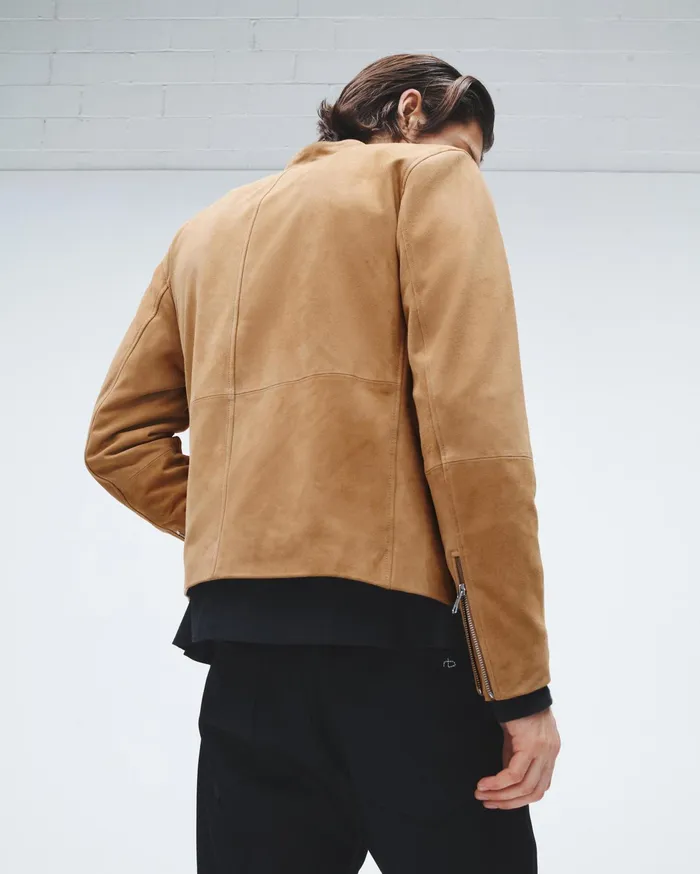 Men Rag and Bone Coats and Jackets Archive Caf Suede Racer Jacket Sand