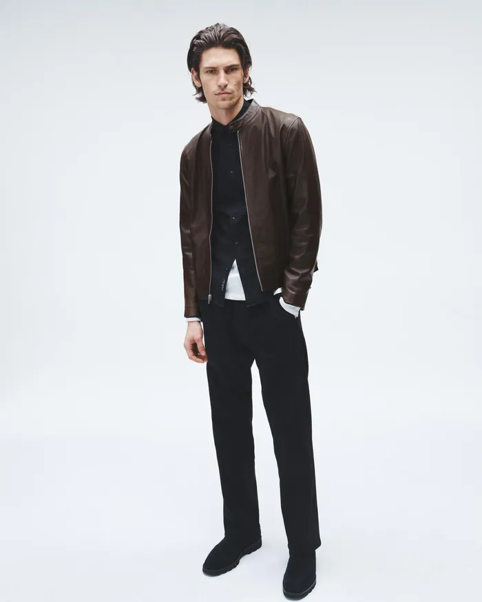 Men Rag and Bone Coats and Jackets Archive Leather Caf Racer Brown