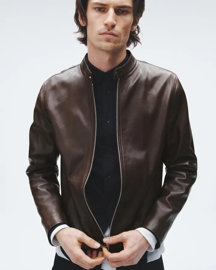 Men Rag and Bone Coats and Jackets Archive Leather Caf Racer Brown