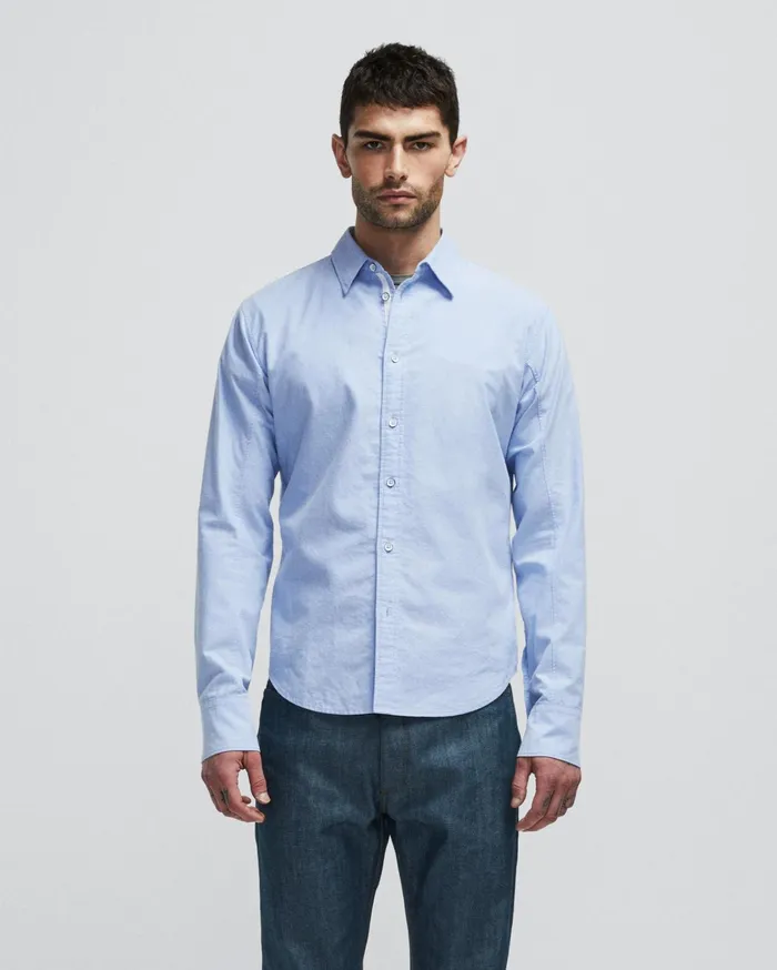 Men Rag and Bone Shirts Fit 2 Engineered Cotton Oxford Shirt Blue Oxford