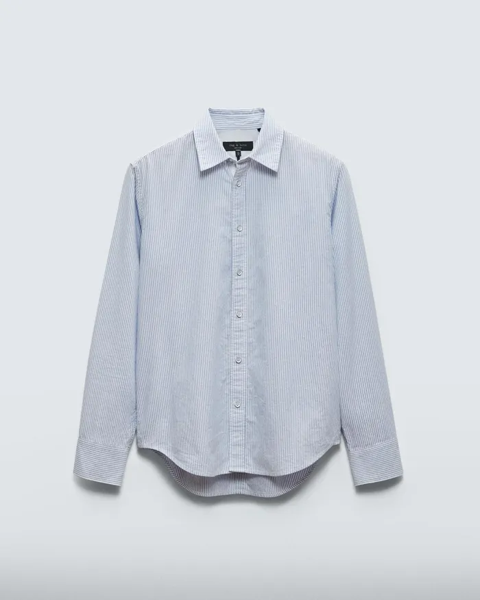 Men Rag and Bone Shirts Tomlin Cotton Oxford Shirt Light Blue Stripe Men Rag and Bone Shirts Tomlin Cotton Oxford Shirt Light Blue Stripe
