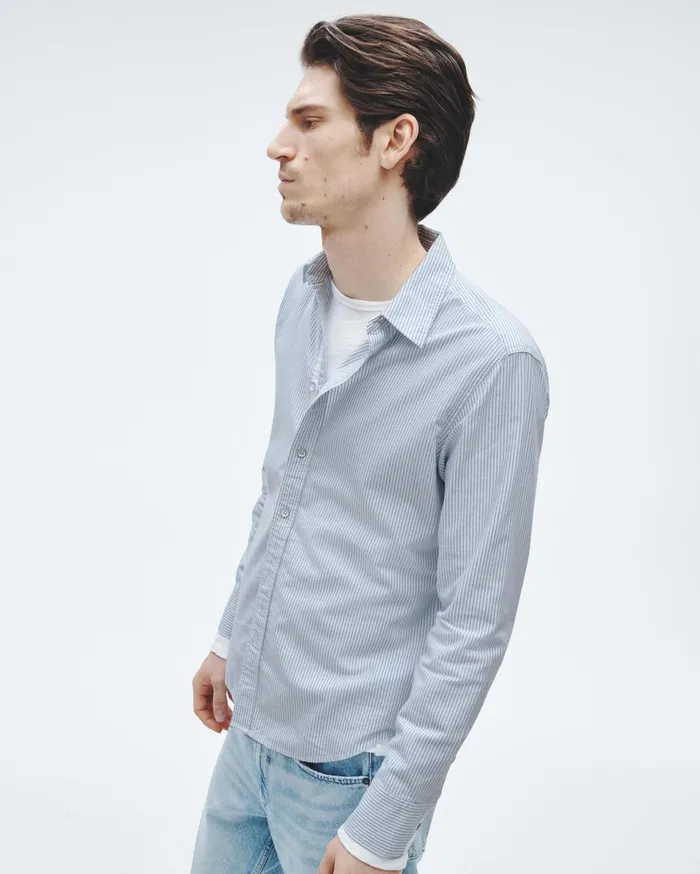 Men Rag and Bone Shirts Tomlin Cotton Oxford Shirt Light Blue Stripe Men Rag and Bone Shirts Tomlin Cotton Oxford Shirt Light Blue Stripe