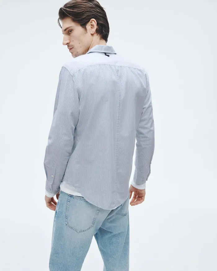 Men Rag and Bone Shirts Tomlin Cotton Oxford Shirt Light Blue Stripe Men Rag and Bone Shirts Tomlin Cotton Oxford Shirt Light Blue Stripe